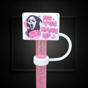 Halloween Scream Ghost Face 3D Silicone Straw Topper. Fits 10mm & Stanley Straws